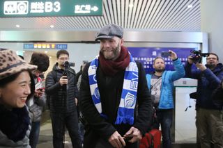 Eidur Gudjohnsen is given a special reception as he returns to one of his former clubs, Chinese Super League side Shijiazhuang Ever Bright, in January 2018.