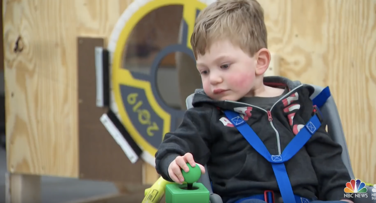 Cillian Jackson in his new power wheelchair.