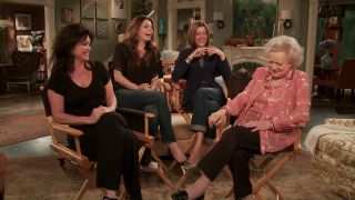Screenshot of the Hot in Cleveland cast recalling a funny scene