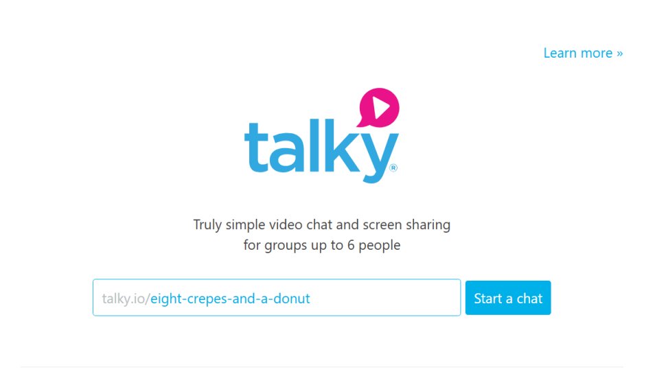 Website screenshot of Talky (January, 2026)