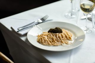 Plate of pasta and caviar