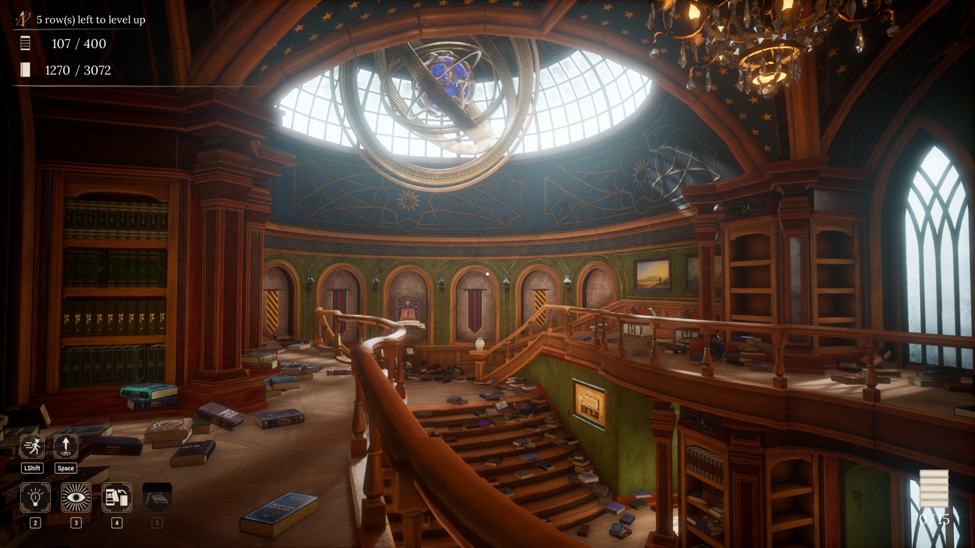 The staircases and ceiling in Librarian: Tidy Up the Arcane Librarian