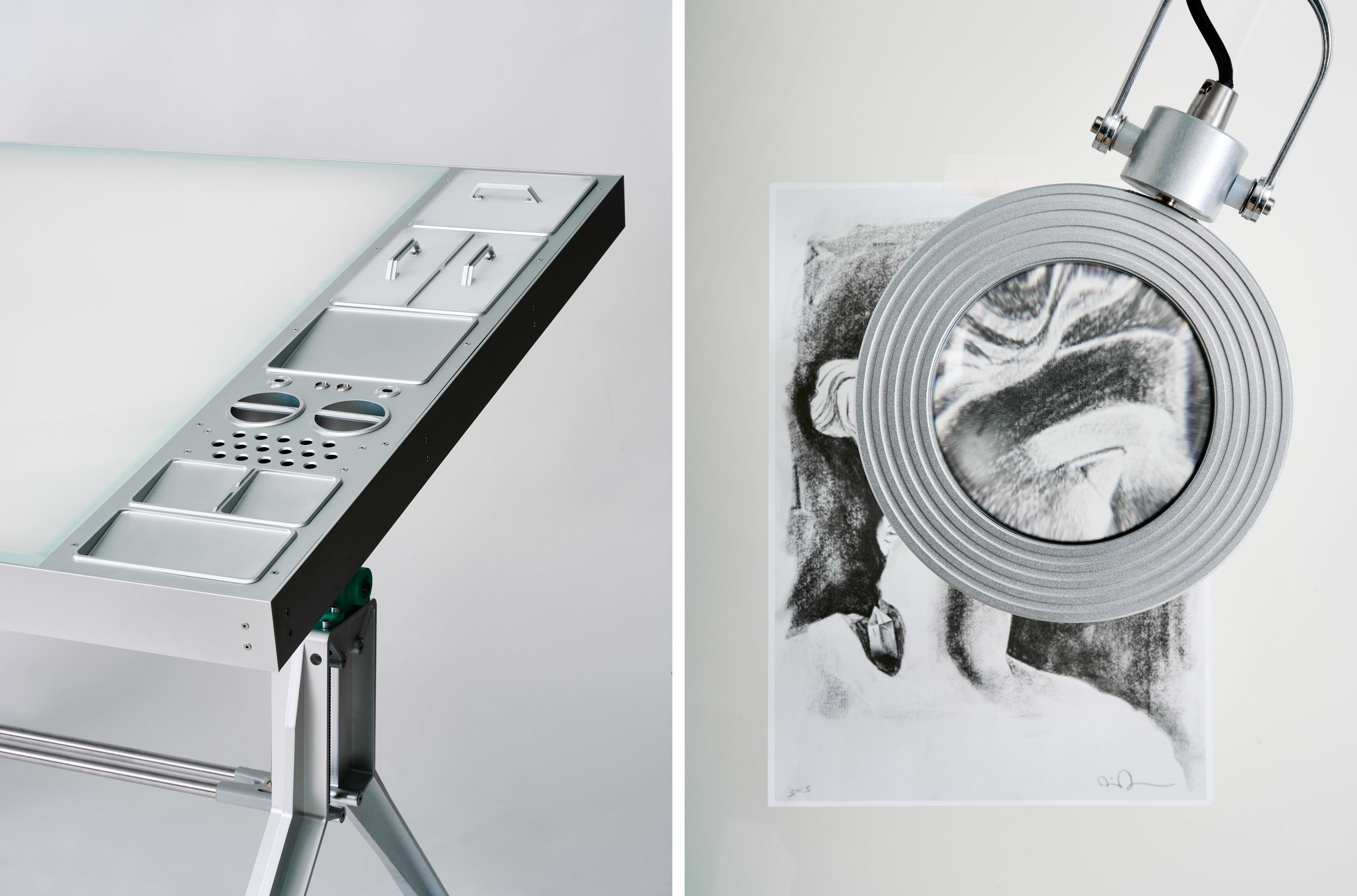 Detail design of the drafting table and magnifying light