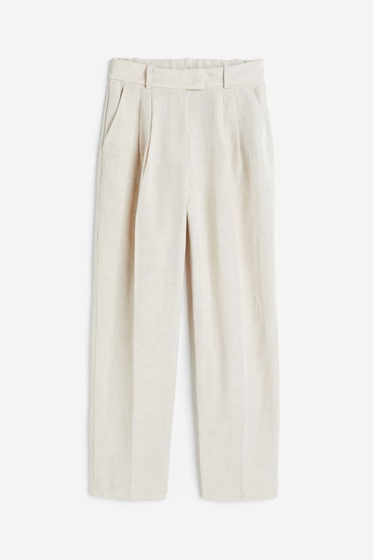 Tapered Linen-Blend Trousers