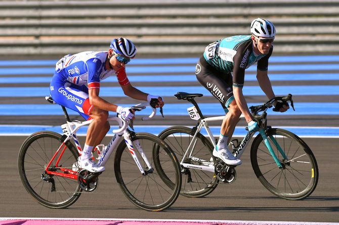 Groupama-FDJ's Rudy Mollard and Vital Concept-B&amp;B Hotels' Pierre Rolland on stage 3 of the 2019 Tour de La Provence