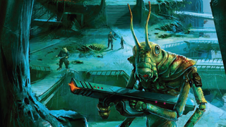 An insectoid alien wielding a gun in the tabletop RPG Ashen Stars. 
