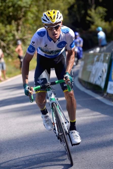 Luis Leon Sanchez (Caja Rural) in the mountains jersey