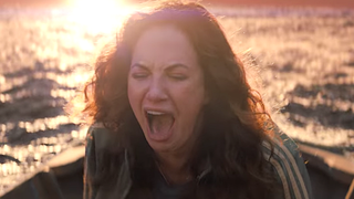 Kate Siegel as Erin Greene screams in Midnight Mass