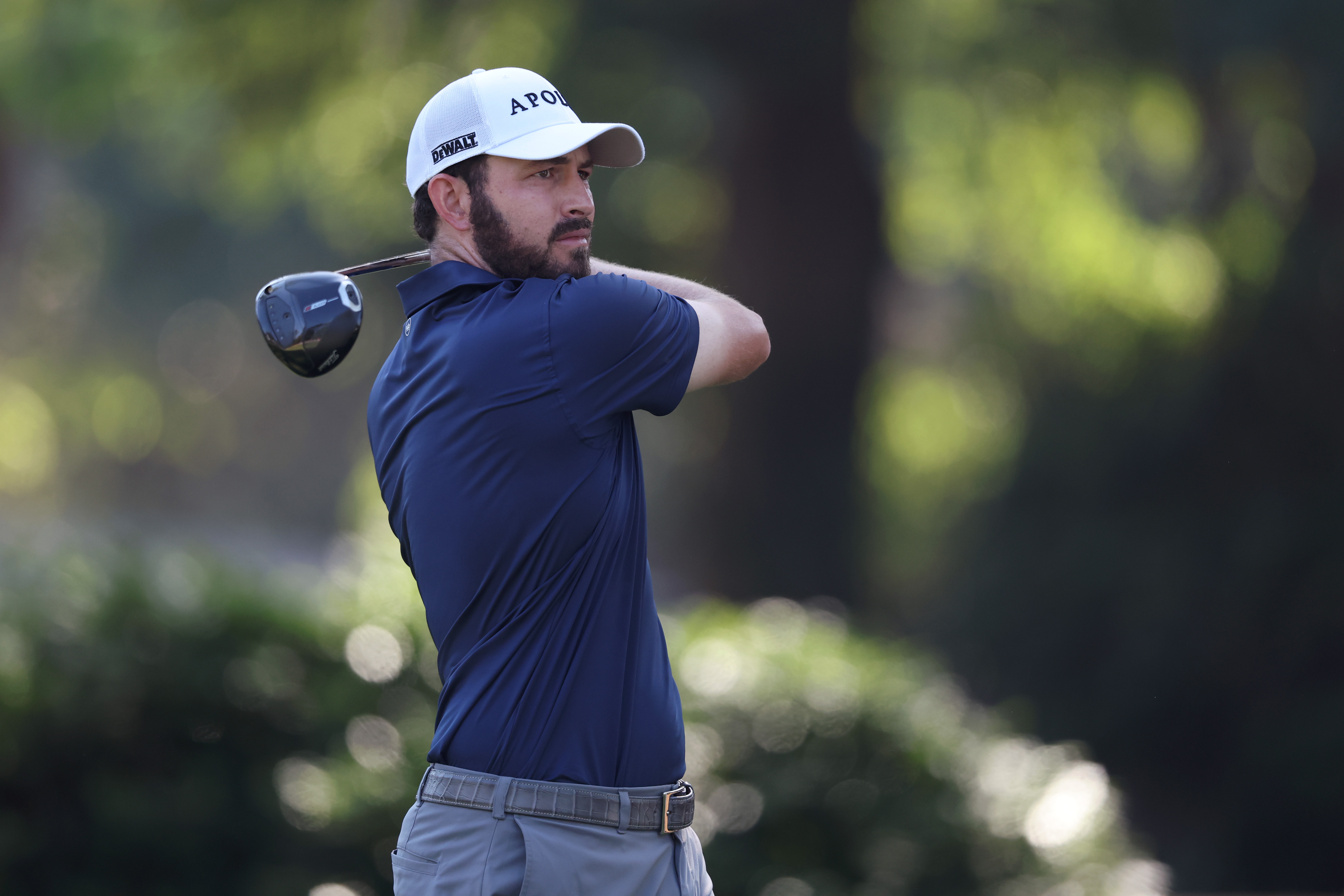 Patrick Cantlay plays his shot from the third tee during the second round of the RBC Heritage 2026 at Harbour Town Golf Links