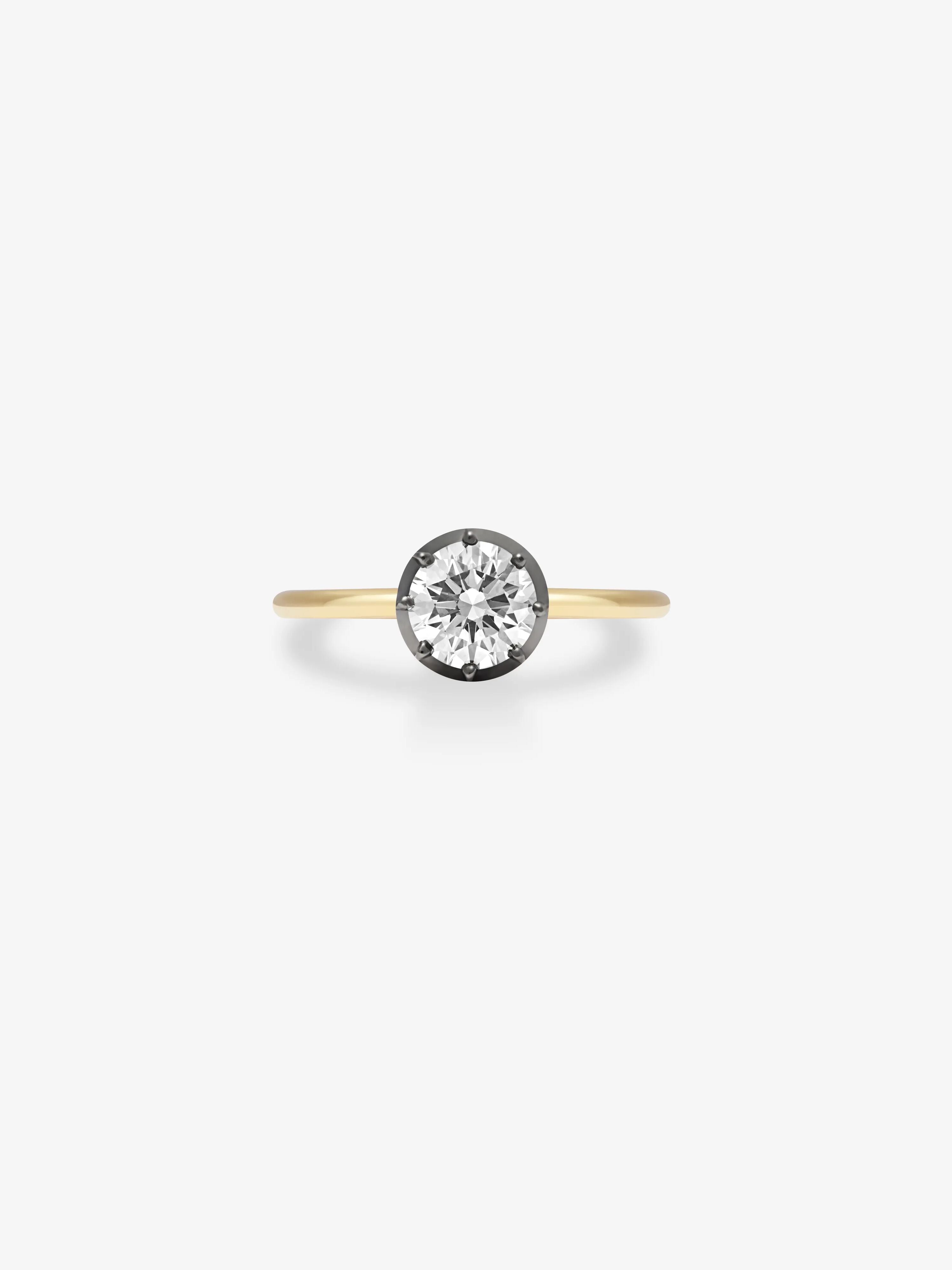 0.90ct Diamond &amp;amp; Blackened Gold Button Back Ring