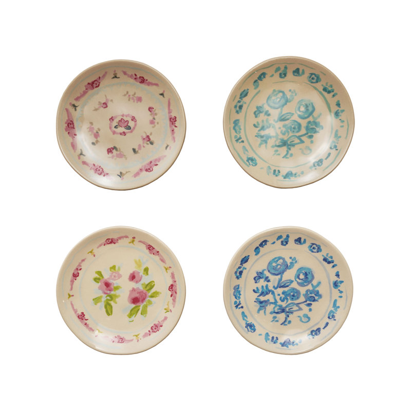 Ophelia &amp;amp; Co. 4-Piece Stoneware Plate Set With Floral Image | Wayfair