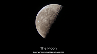 Closeup photo of the moon shot with the Vaonis Hestia smart telescope