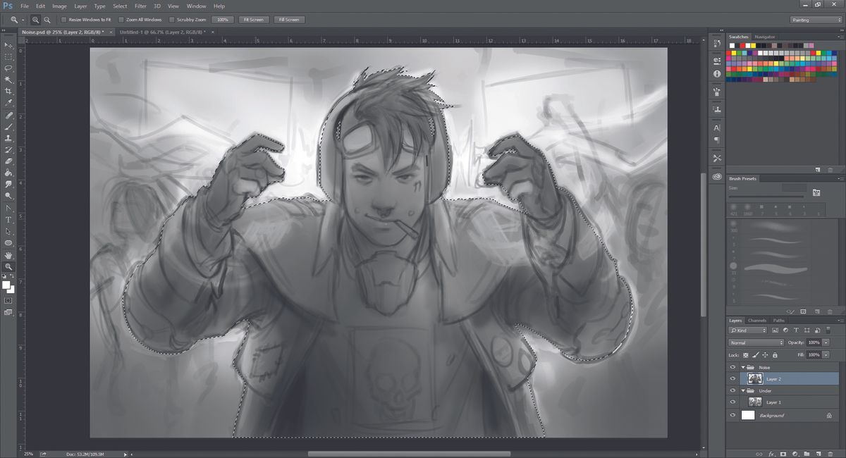 Use layers to help you organise foreground and background elements