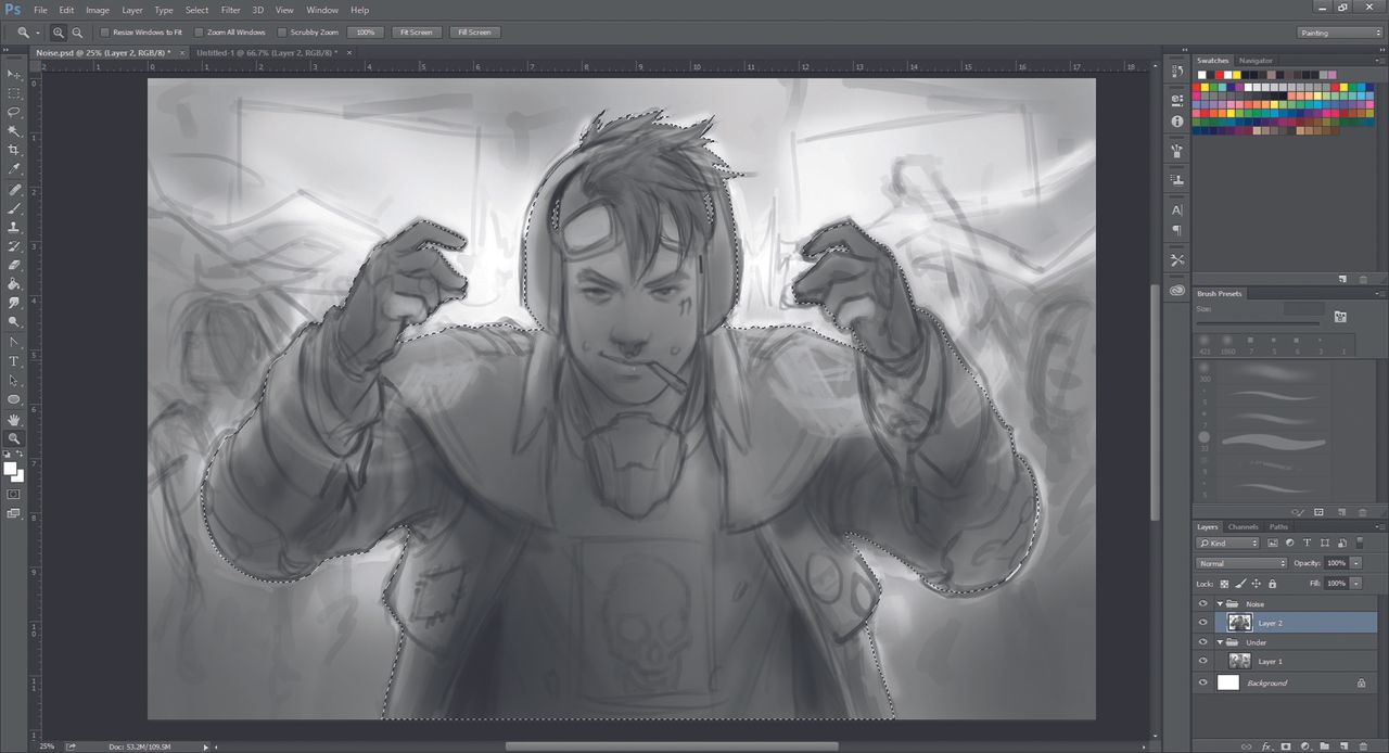 Use layers to help you organise foreground and background elements
