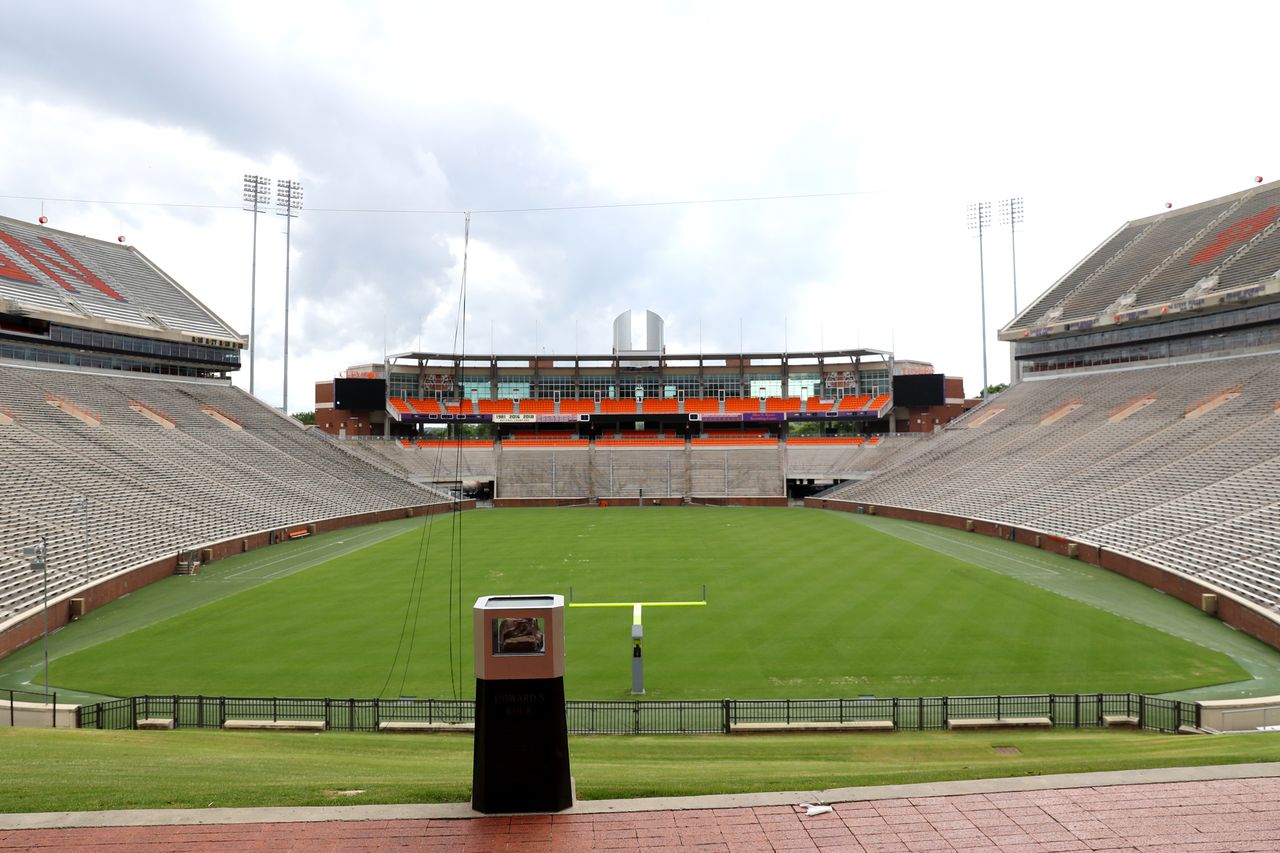 An empty stadium.