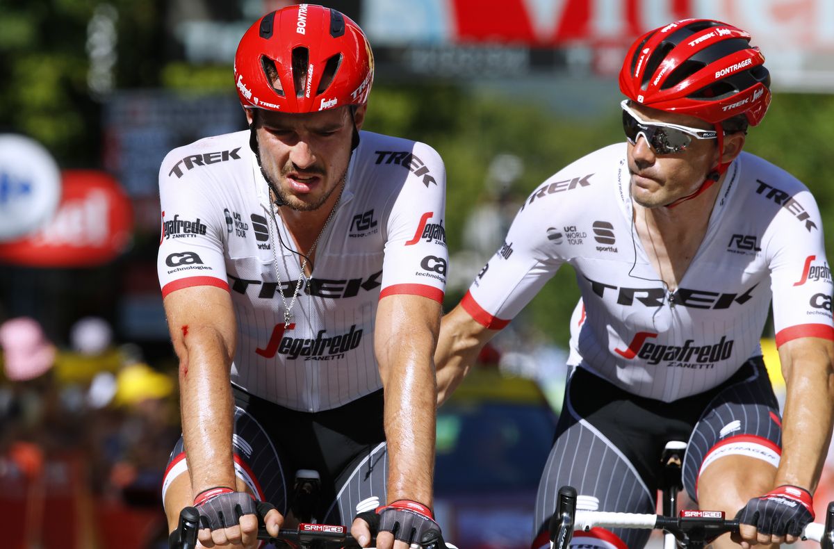 John Degenkolb gets a helping hand to finish the stage