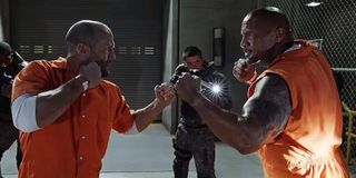 Jason Statham and Dwayne Johnson in The Fate of the Furious