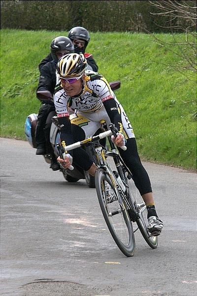 Lars Bak (HTC-Columbia) had a good day and caught the leaders with around 80K to go