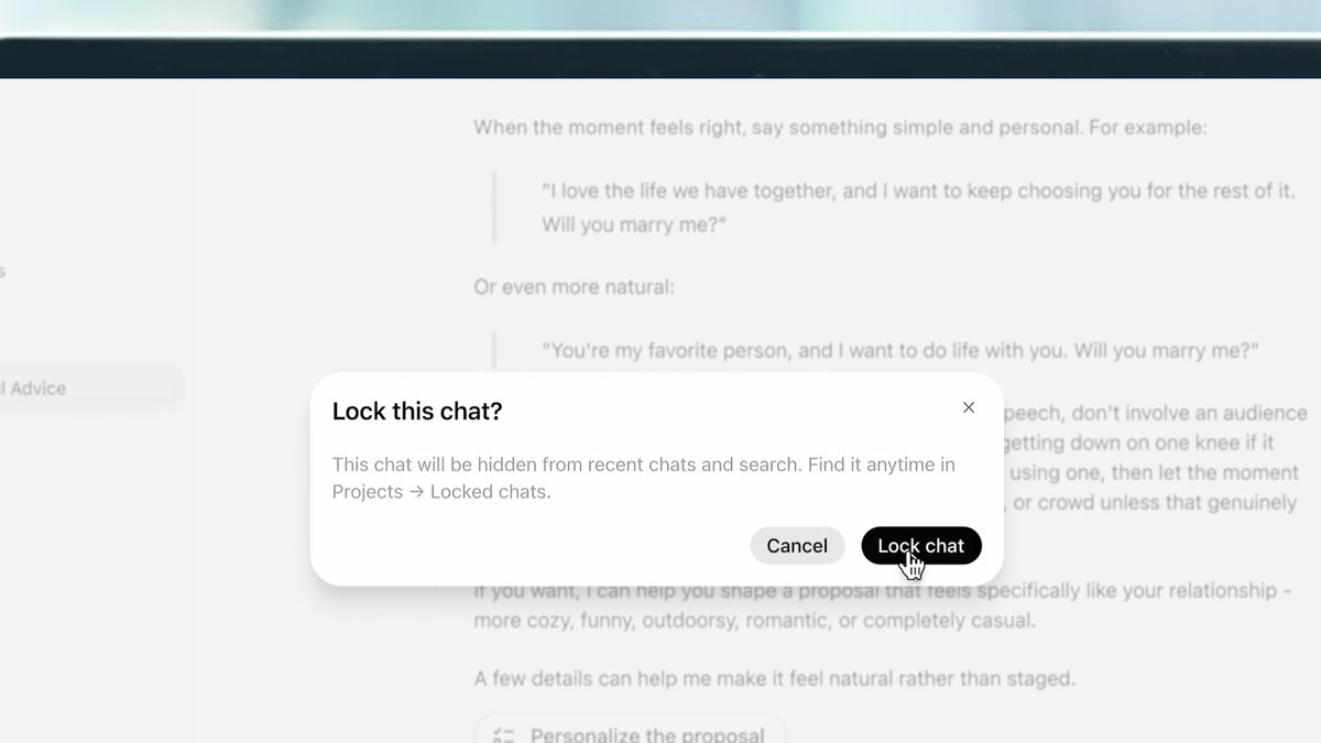 A laptop screen showing Locked Chats in ChatGPT