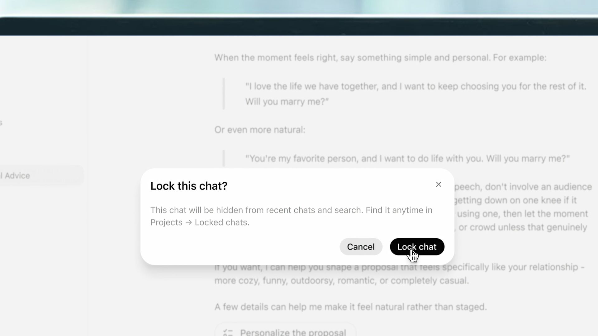 A laptop screen showing Locked Chats in ChatGPT