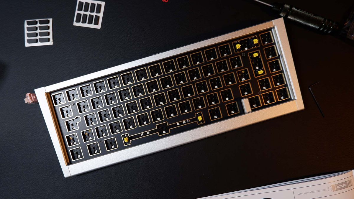 Ducky ProjectD Outlaw65 keyboard in the process of being built.