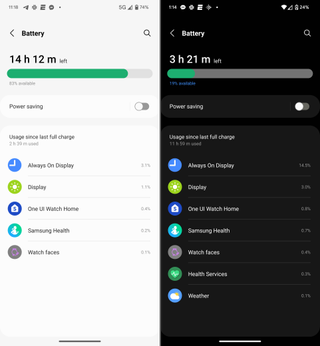 Samsung Galaxy Watch 5 battery stats