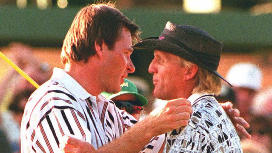 Nick Faldo and Greg Norman at the 1996 Masters