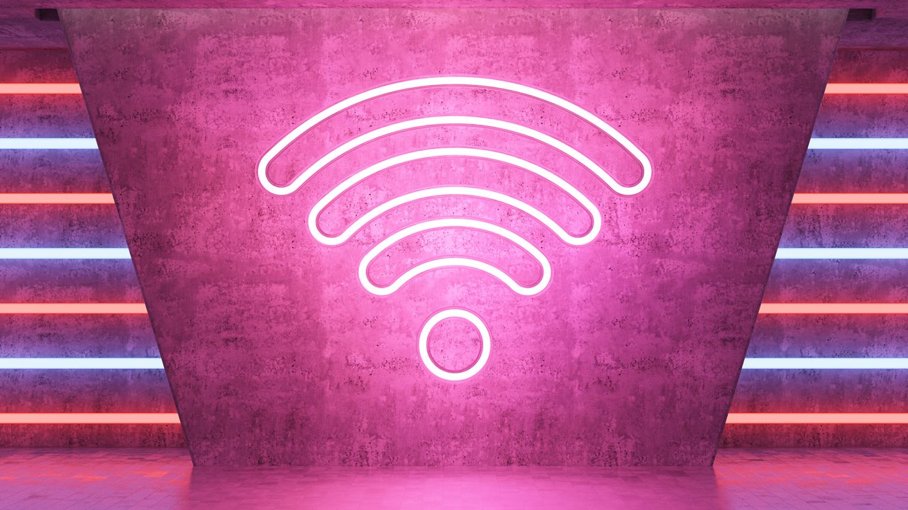 Wi-Fi symbol on pink background