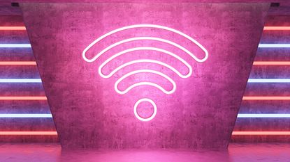 Wi-Fi symbol on pink background
