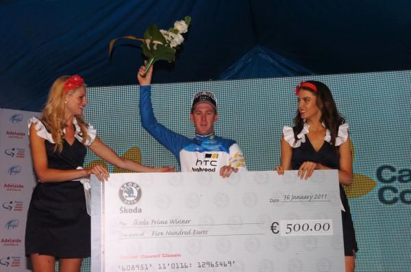 Goss collected the cheque but the riders donated all their prize money to help the flood victims in Queensland