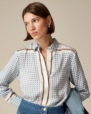 Drapey Scarf-Print Shirt