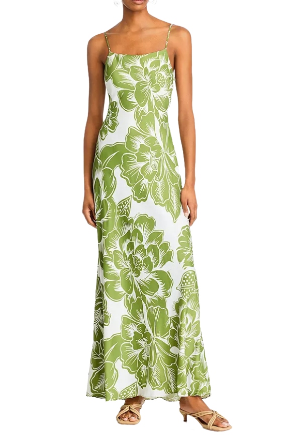 Chita Woodcut Green Maxi Dress - Exclusive