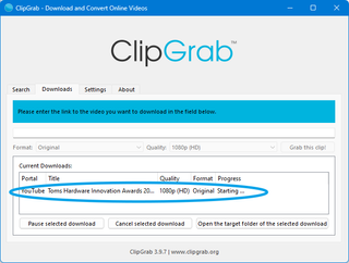 ClipGrab current downloads