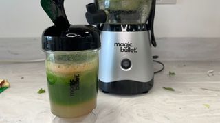 Testing green juice in the Magic Bullet Mini Juicer