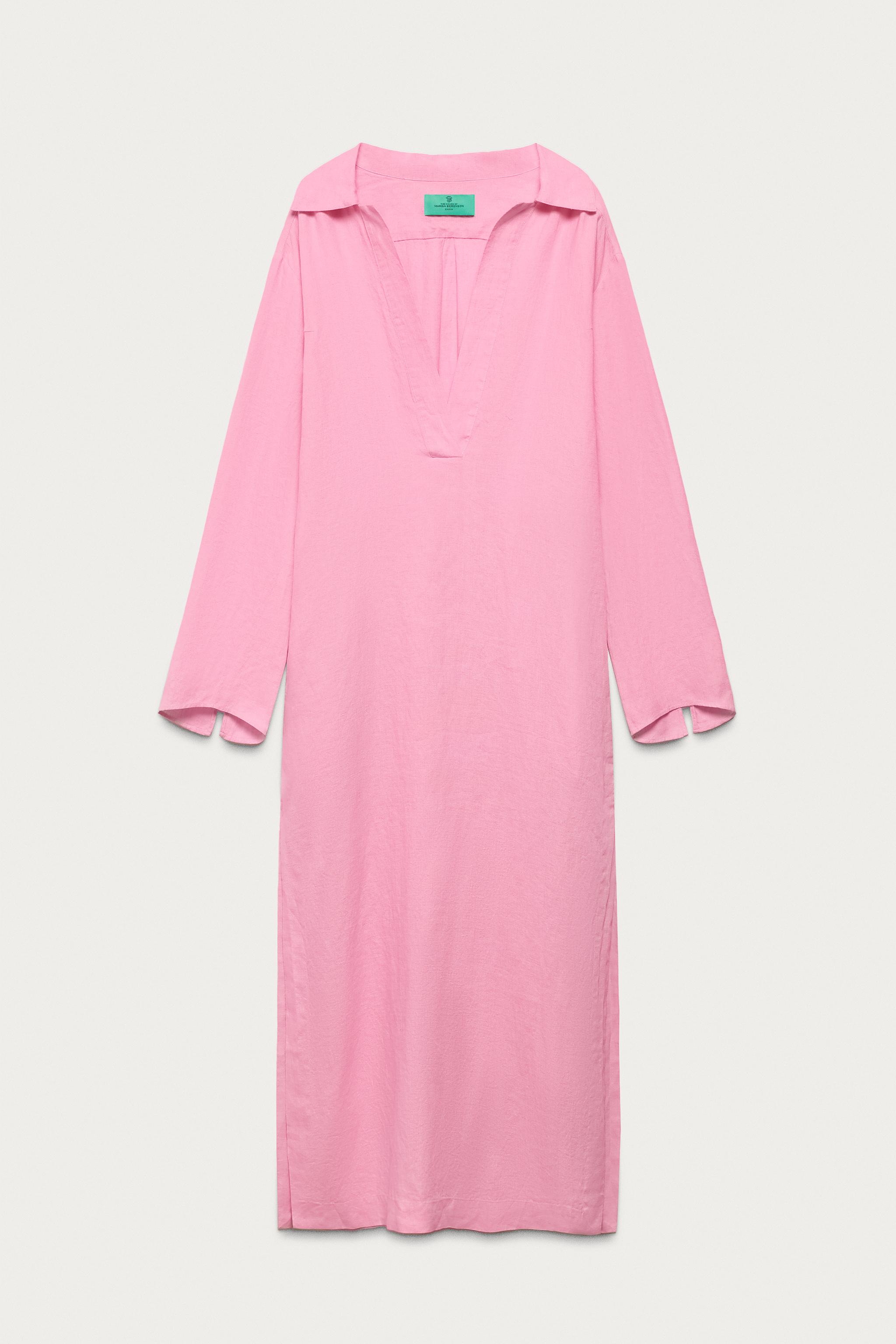 100% Linen Tunic Dress Marisa Berenson X Zara - Pink - Xs