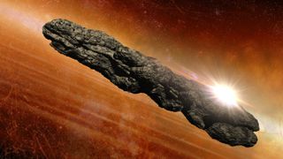 An illustration of 'Oumuamua