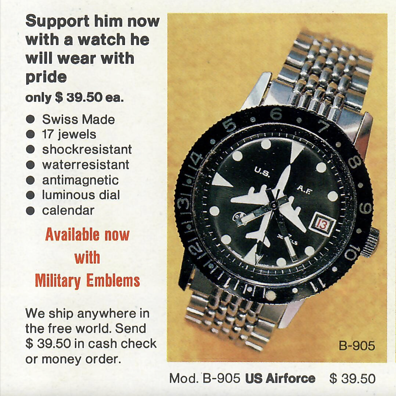 archival watch advert for a military watch