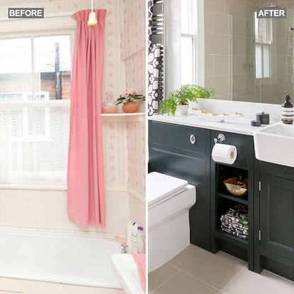 before and after makeover of bathroom