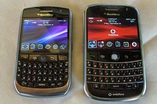 BlackBerry Curve 8900 (BlackBerry Javelin) alongside a BlackBerry Bold