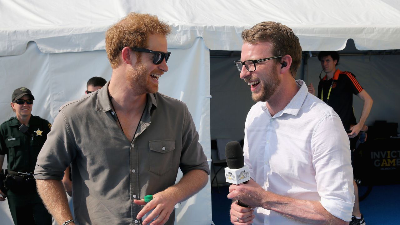 orlando, fl may 11 prince harry chats with former competitor and now commentator jj chalmers outside the competitors tent at the swimming pool during the invictus games orlando 2016 at espn wide world of sports on may 11, 2016 in orlando, florida prince harry, patron of the invictus games foundation is in orlando for the invictus games 2016 the invictus games is the only international sporting event for wounded, injured and sick servicemen and women started in 2014 by prince harry the invictus games uses the power of sport to inspire recovery and support rehabilitation photo by chris jackson wpa pool getty images for invictus