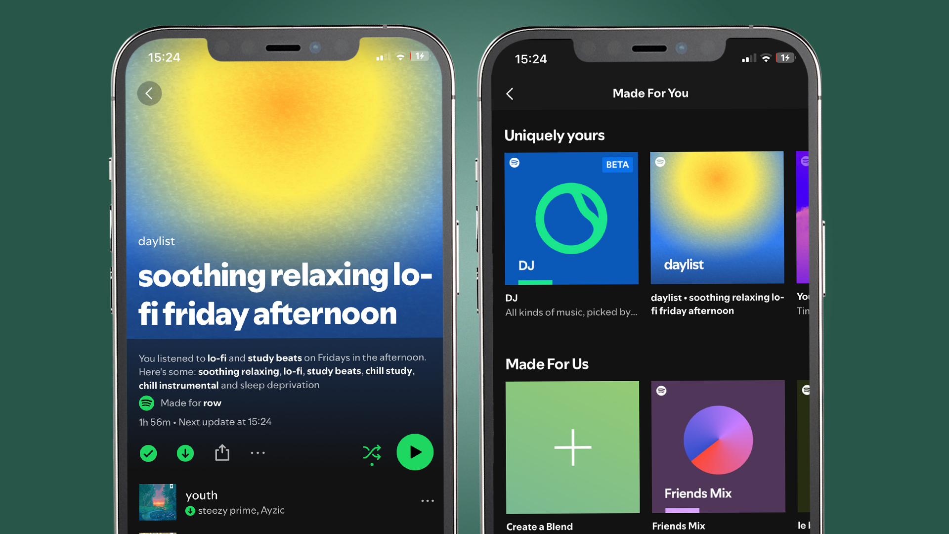 Screenshot of Spotify daylist hub