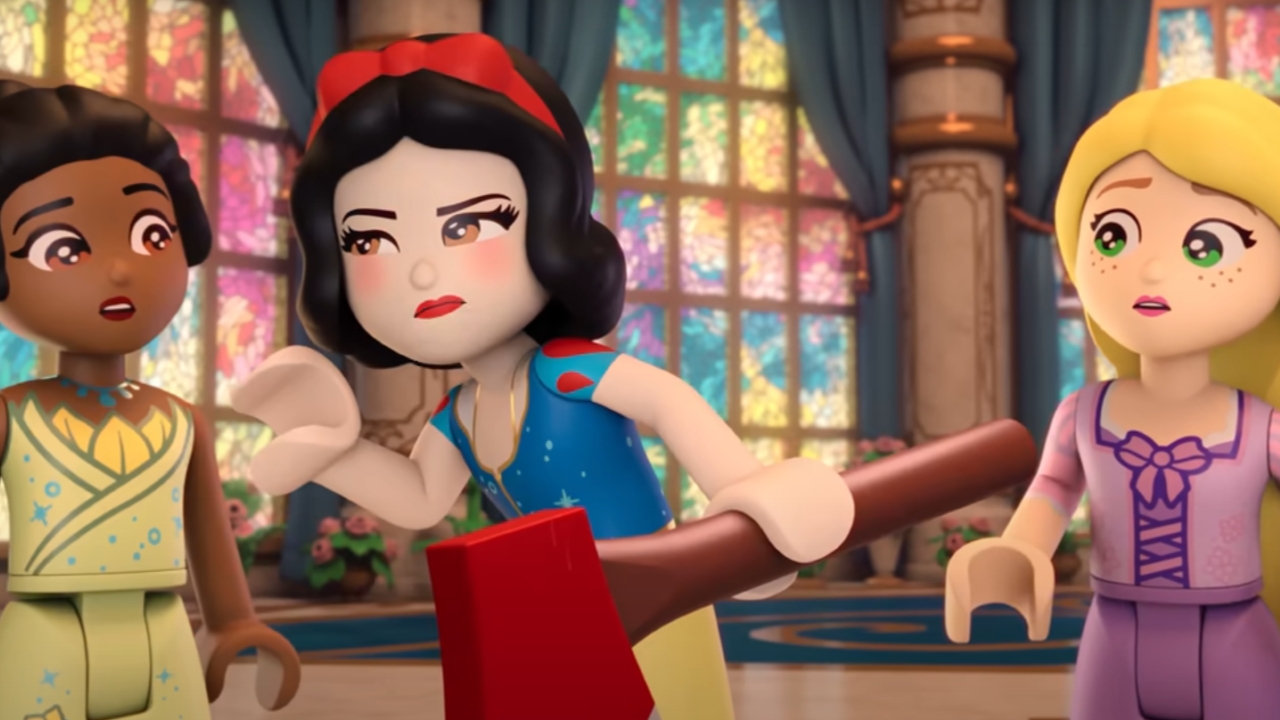 Snow White Tiana and Rapunzel in Lego Disney Princess: Villains Unite