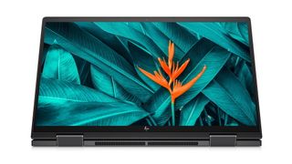 Image of the HP Envy x360 13 (2020) laptop with screen folded back