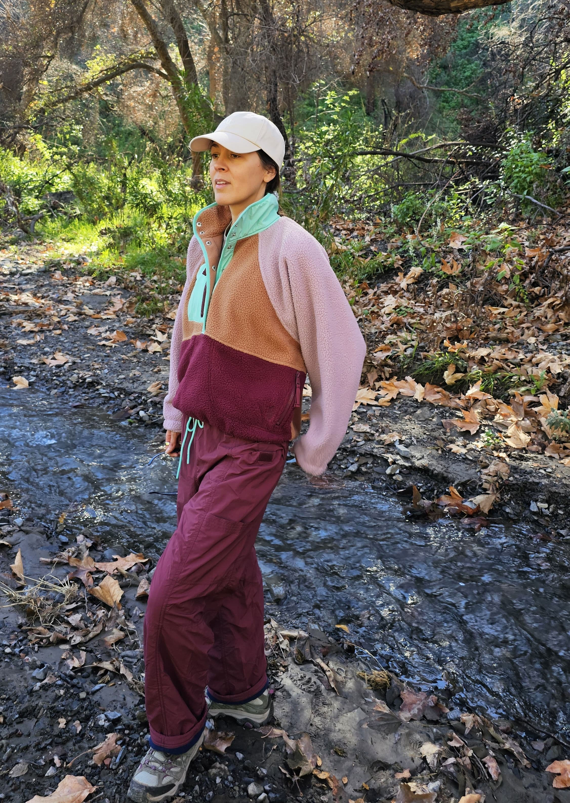 Judith Jones hiking in FP Movement clothing.