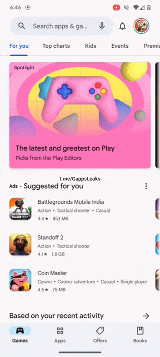 Play Store permanent search bar