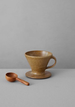 Pottery West Coffee Dripper and Scoop | Mustard