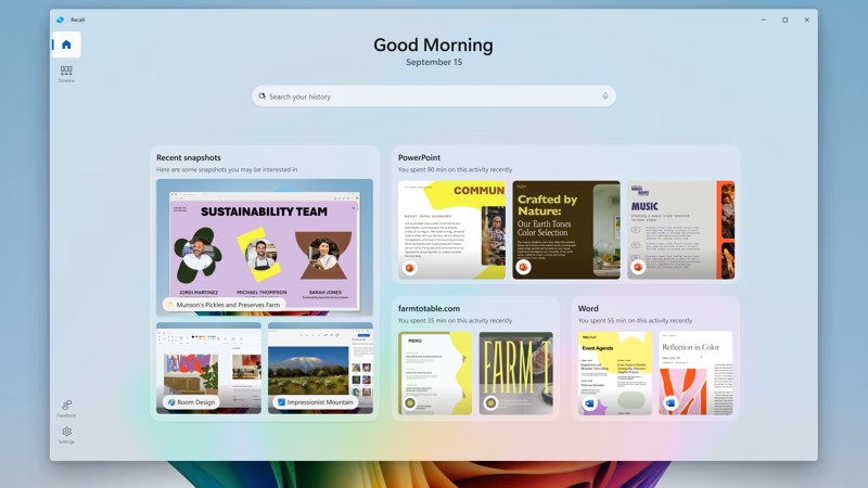 Example of Windows 11 Recall
