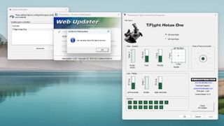 Thrustmaster T.Flight Hotas One Microsoft Flight Simulator Edition driver software and control panel options.