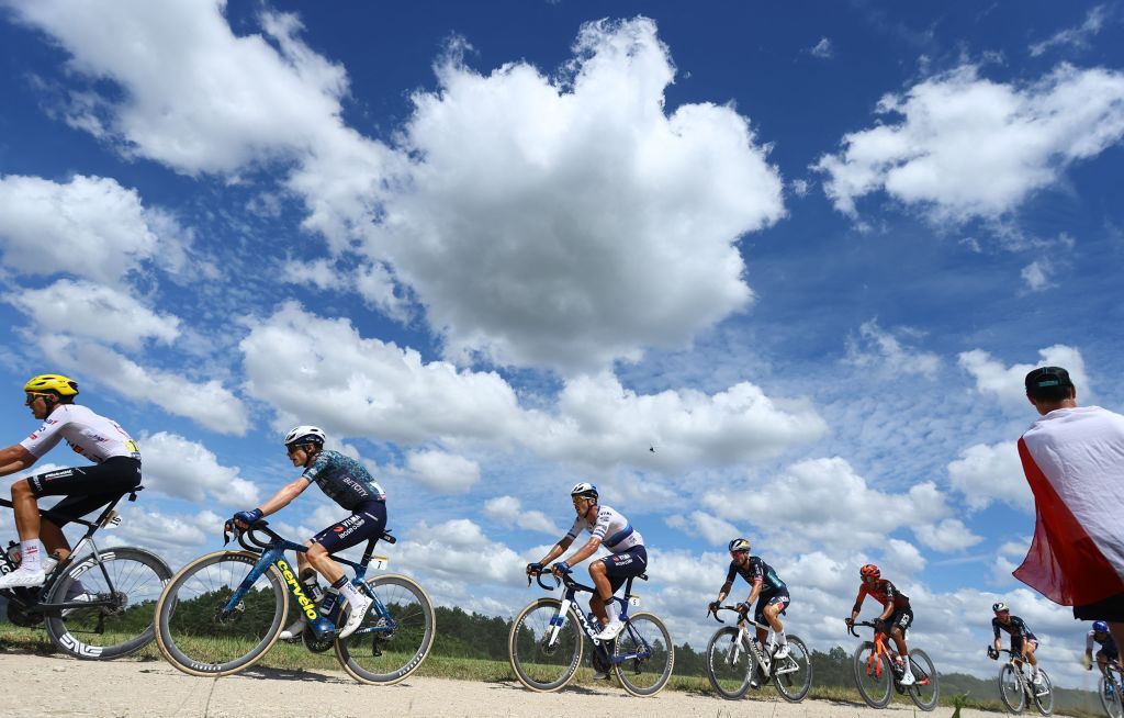 Danish Jonas Vingegaard of Team Visma-Lease a Bike and French Christophe Laporte of Team Visma-Lease a Bike pictured in action during stage 9 of the 2024 Tour de France cycling race, from Troyes to Troyes, France (199 km) on Sunday 07 July 2024. The 111th edition of the Tour de France starts on Saturday 29 June and will finish in Nice, France on 21 July.
BELGA PHOTO DAVID PINTENS (Photo by DAVID PINTENS / BELGA MAG / Belga via AFP)
