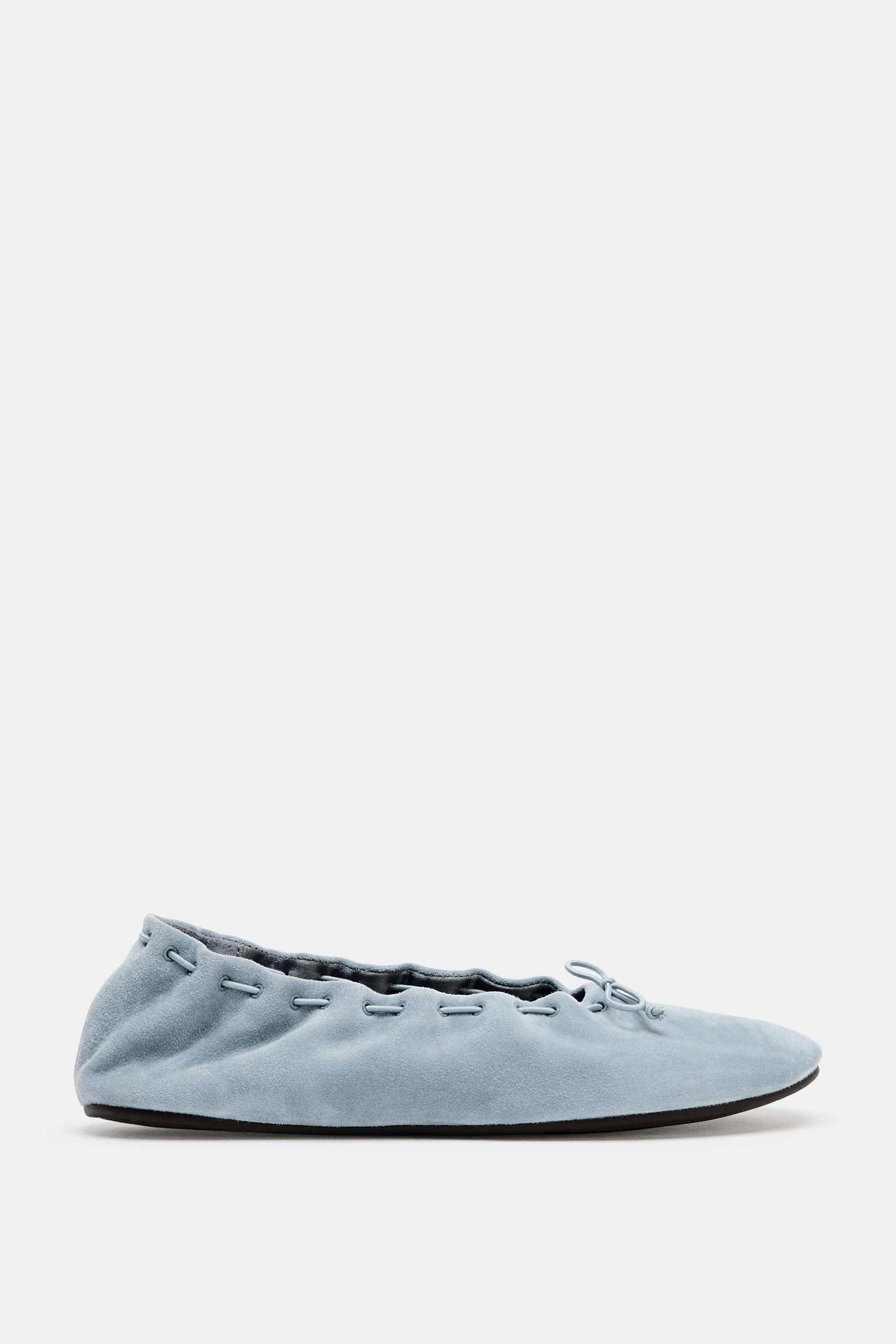 Suede Ballet Flats With Laces